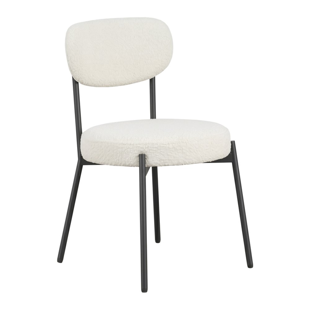 Marlborough upholstered dining chair with metal legs in Ivory Boucle