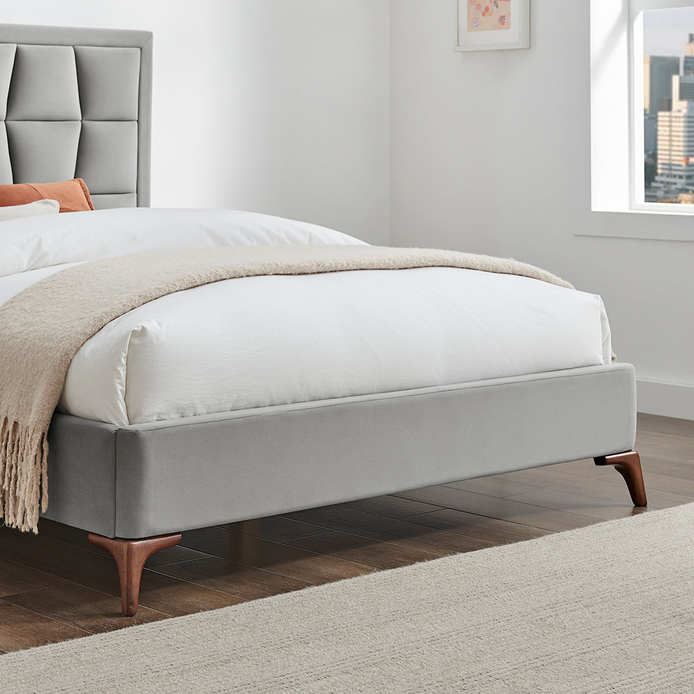 Marlowe Geometric Velvet Bed Frame in Silver – product view 16