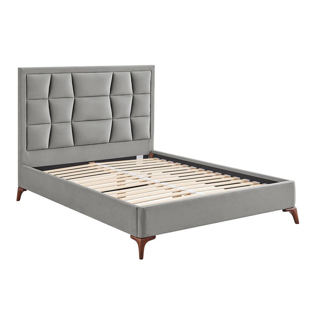 Marlowe Geometric Velvet Bed Frame in Silver – product view 17