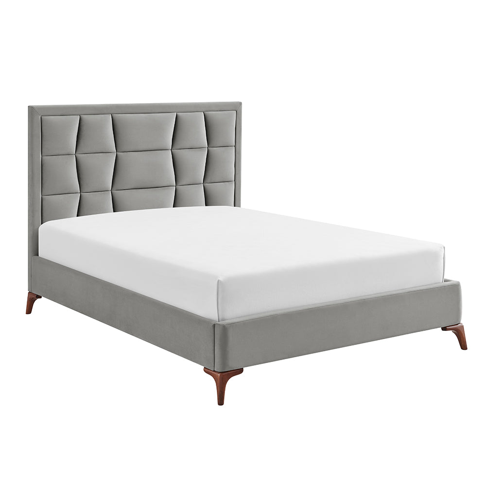 Marlowe Geometric Velvet Bed Frame in Silver – product view 18