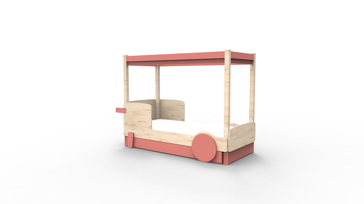 Mathy by Bols Discovery Canopy Car Bed in Coral (With pull-out bed)