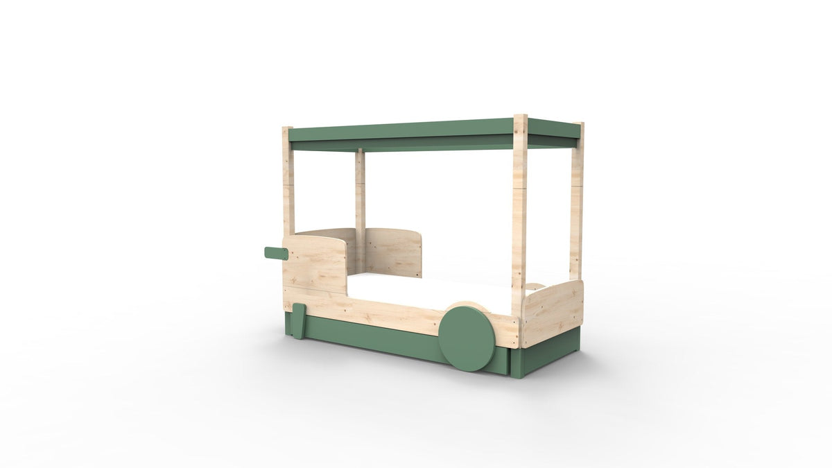 Mathy by Bols Discovery Canopy Car Bed in Jungle Green (With pull-out bed)