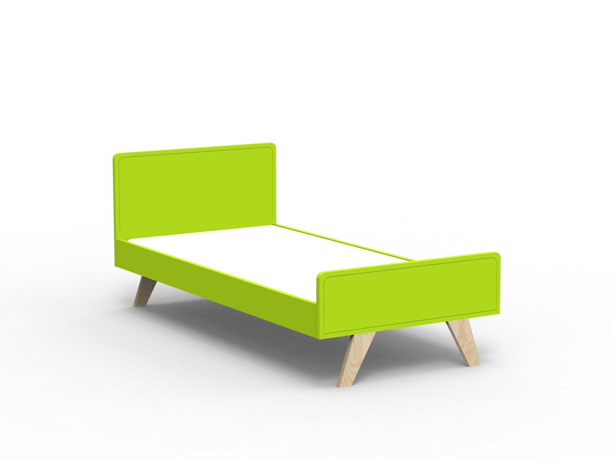 Mathy by Bols Madavin Bed in Apple Green (Varnished birch feet)