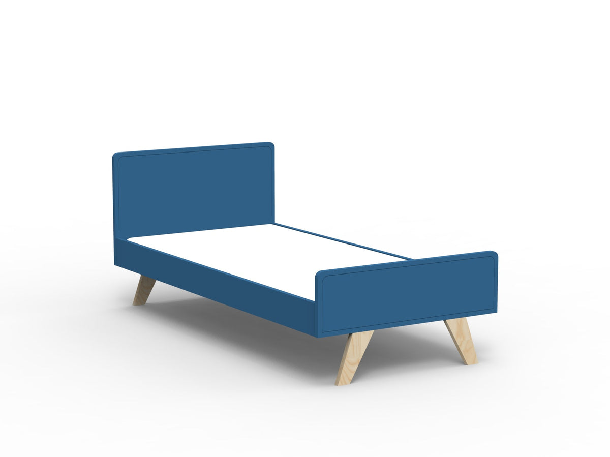 Mathy by Bols Madavin Bed in Atlantic Blue (Varnished birch feet)