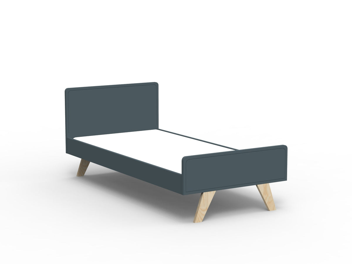 Mathy by Bols Madavin Bed in Basalt Grey (Varnished birch feet)