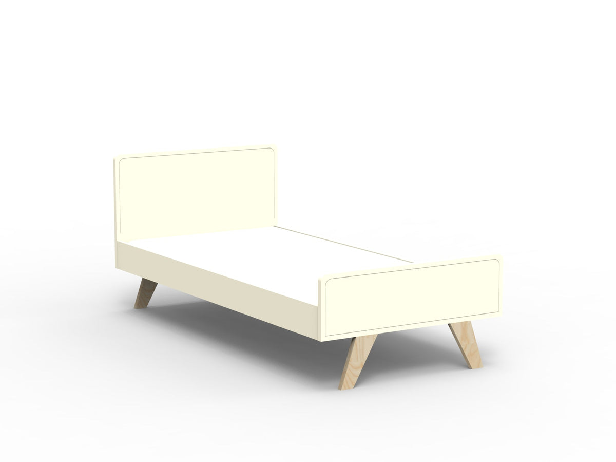 Mathy by Bols Madavin Bed in Beige Ivory (Varnished birch feet)