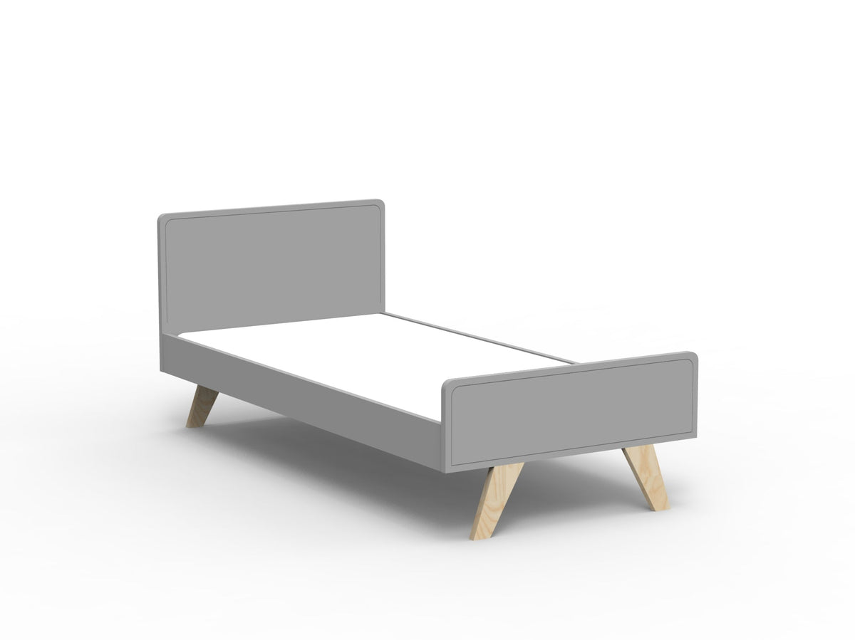 Mathy by Bols Madavin Bed in Cement Grey (Varnished birch feet)