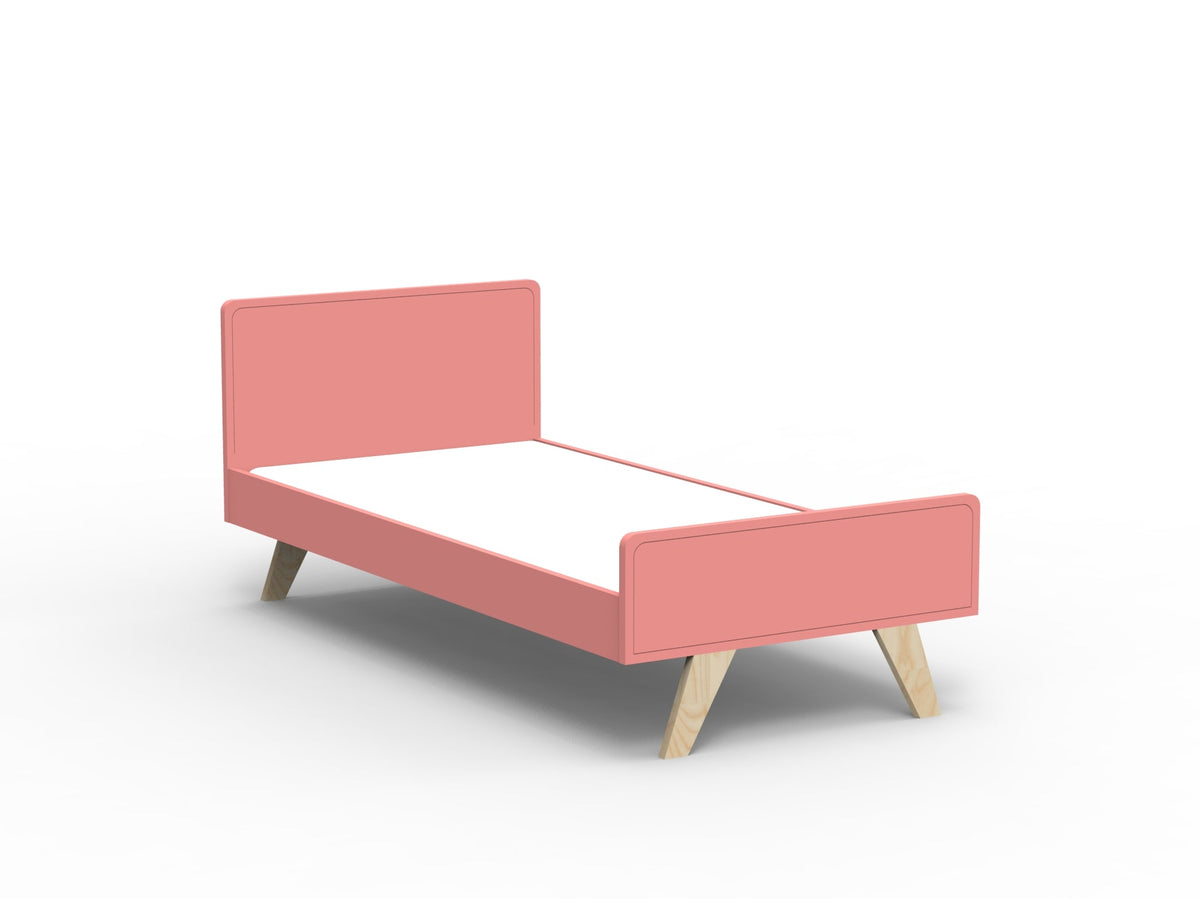 Mathy by Bols Madavin Bed in Coral (Varnished birch feet)