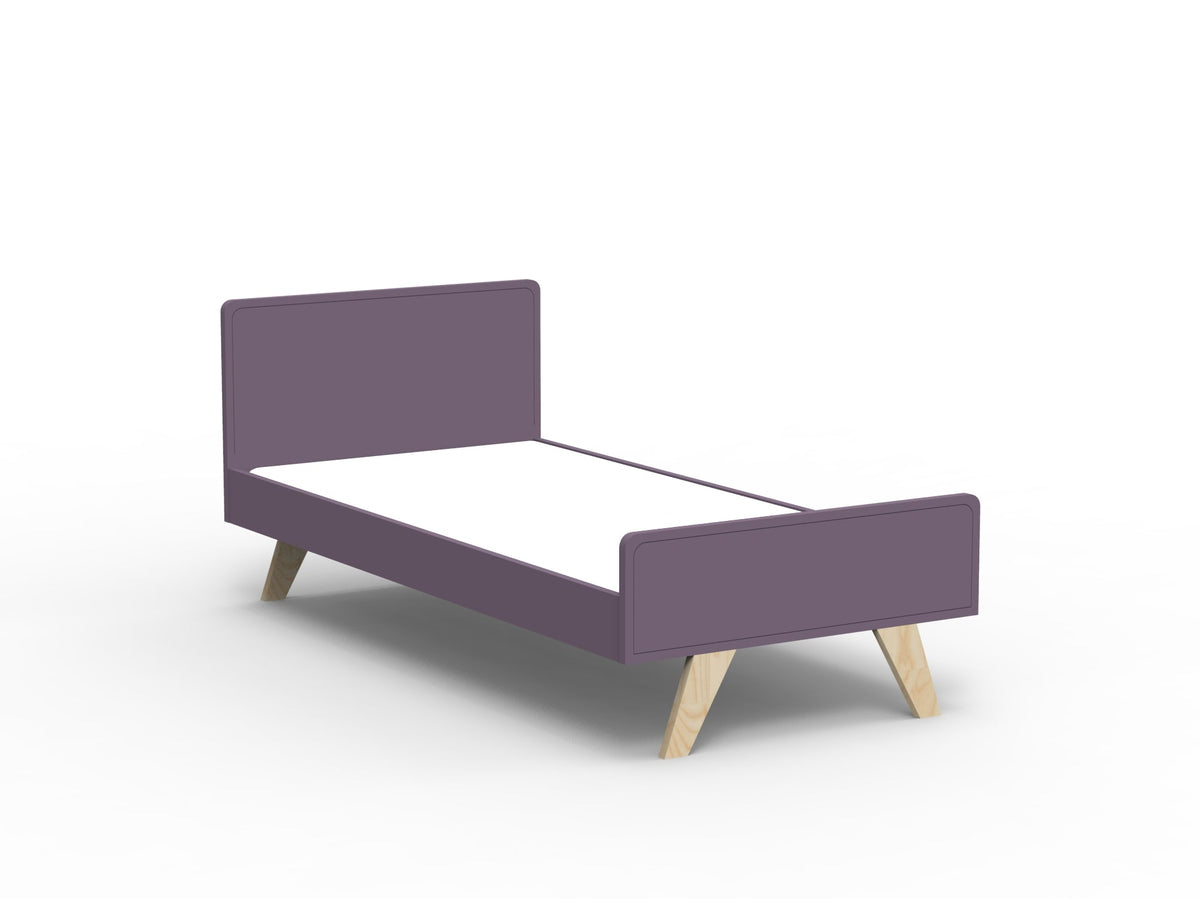 Mathy by Bols Madavin Bed in Cuberdon Purple (Varnished birch feet)
