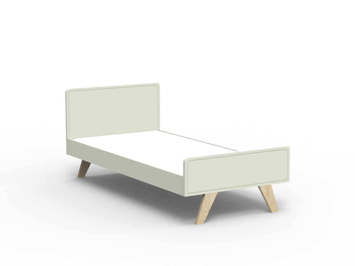 Mathy by Bols Madavin Bed in Greige (Varnished birch feet)