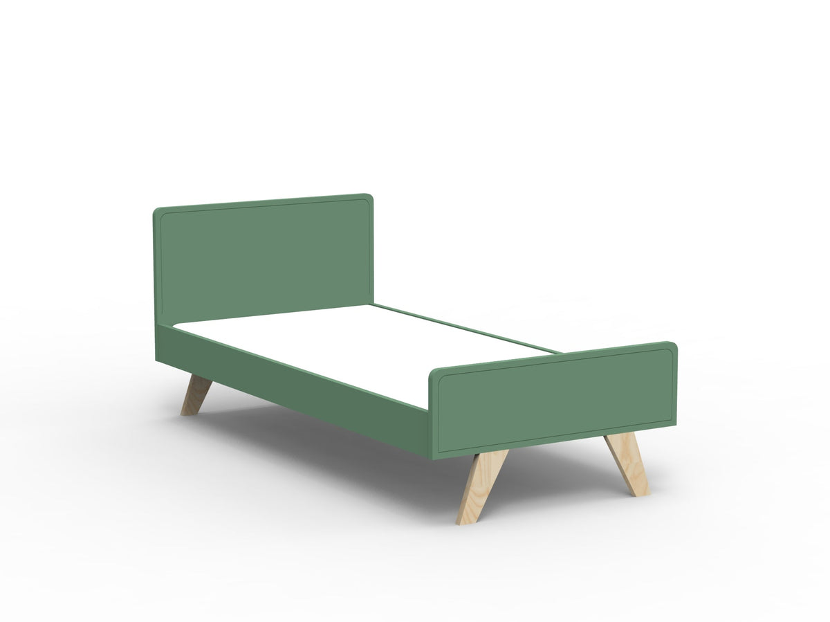 Mathy by Bols Madavin Bed in Jungle Green (Varnished birch feet)