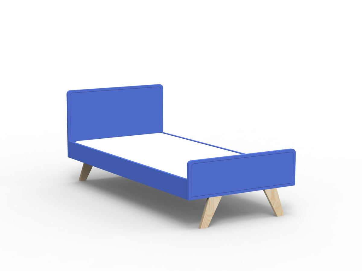 Mathy by Bols Madavin Bed in Marseille Blue (Varnished birch feet)
