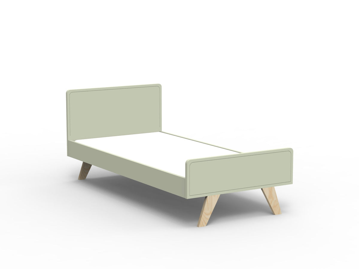 Mathy by Bols Madavin Bed in Moss Grey (Varnished birch feet)
