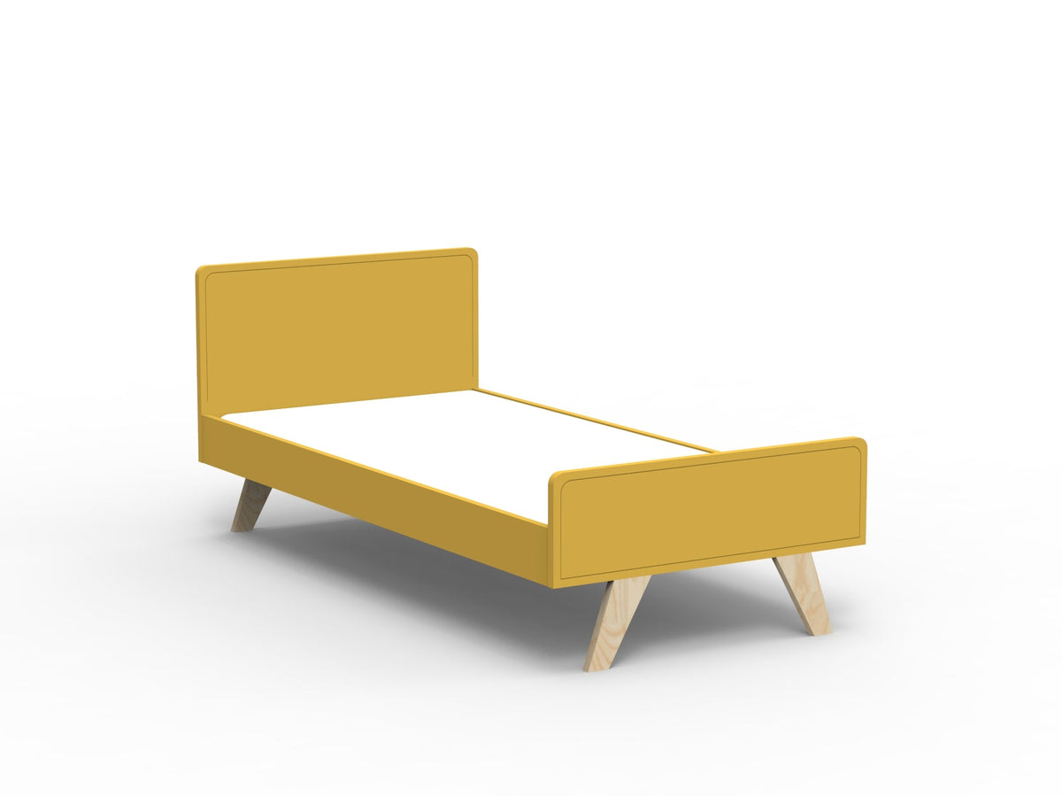Mathy by Bols Madavin Bed in Ochre (Varnished birch feet)