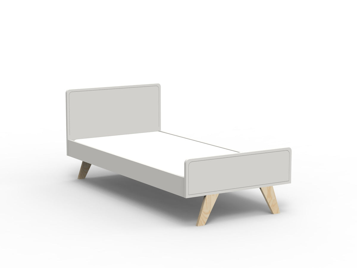 Mathy by Bols Madavin Bed in Pearl Grey (Varnished birch feet)