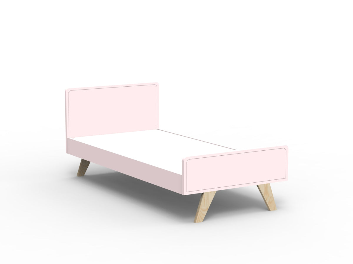 Mathy by Bols Madavin Bed in Powder Pink (Varnished birch feet)