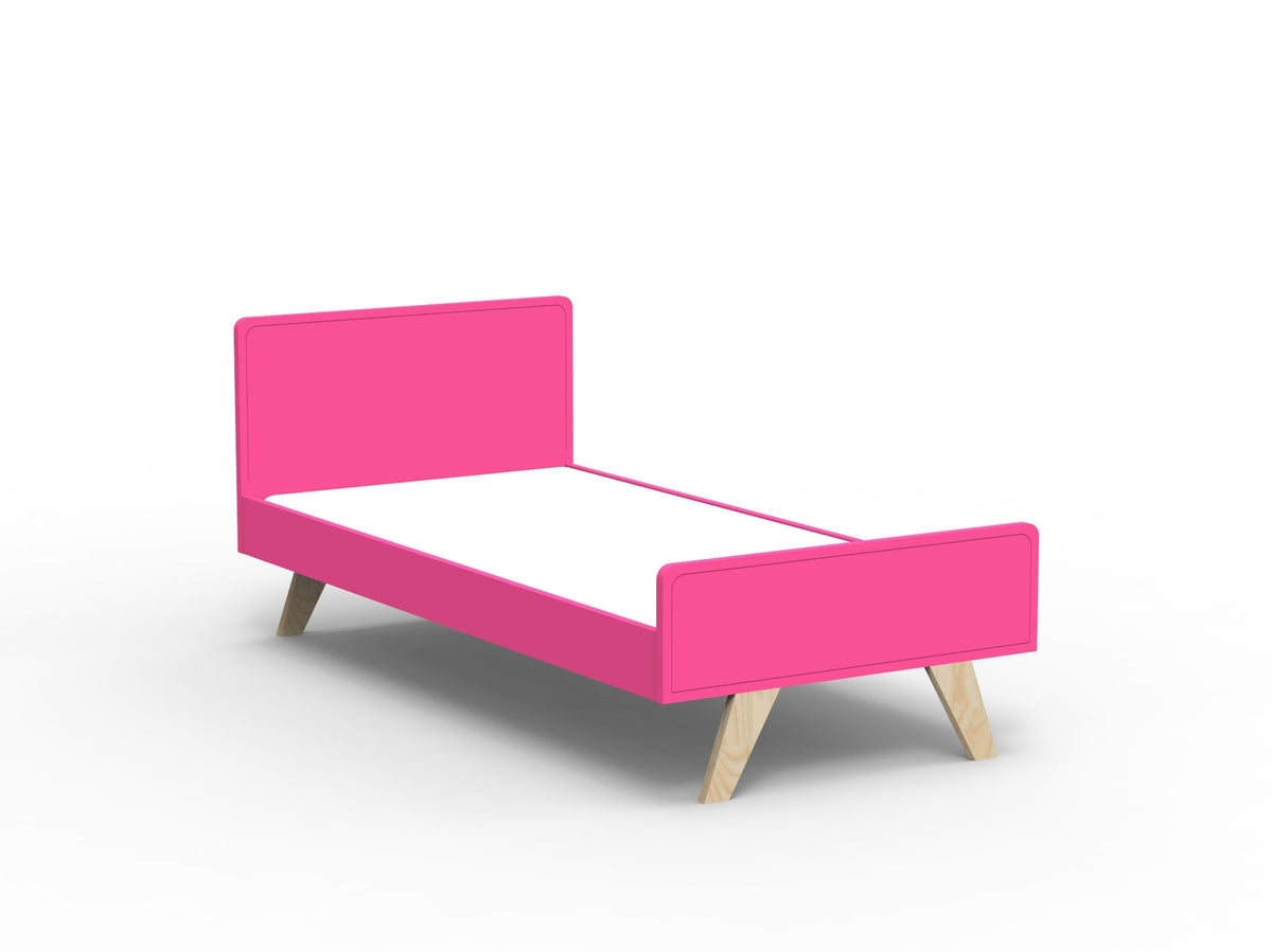 Mathy by Bols Madavin Bed in Summer Pink (Varnished birch feet)
