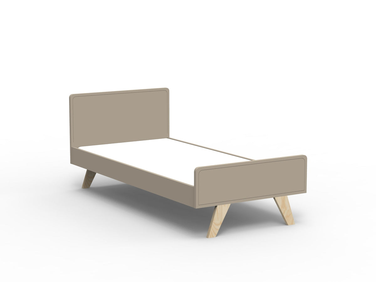 Mathy by Bols Madavin Bed in Taupe (Varnished birch feet)
