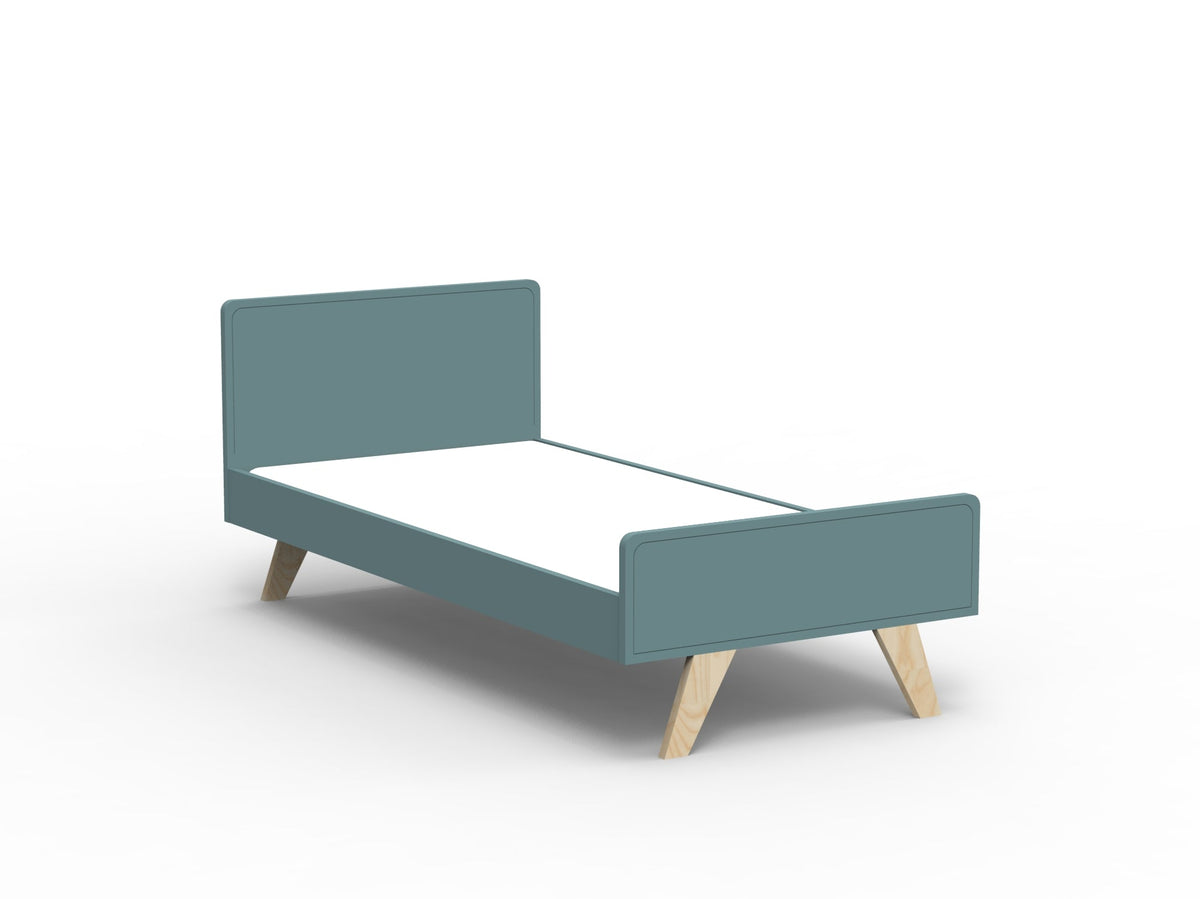 Mathy by Bols Madavin Bed in Thunderstorm Grey (Varnished birch feet)
