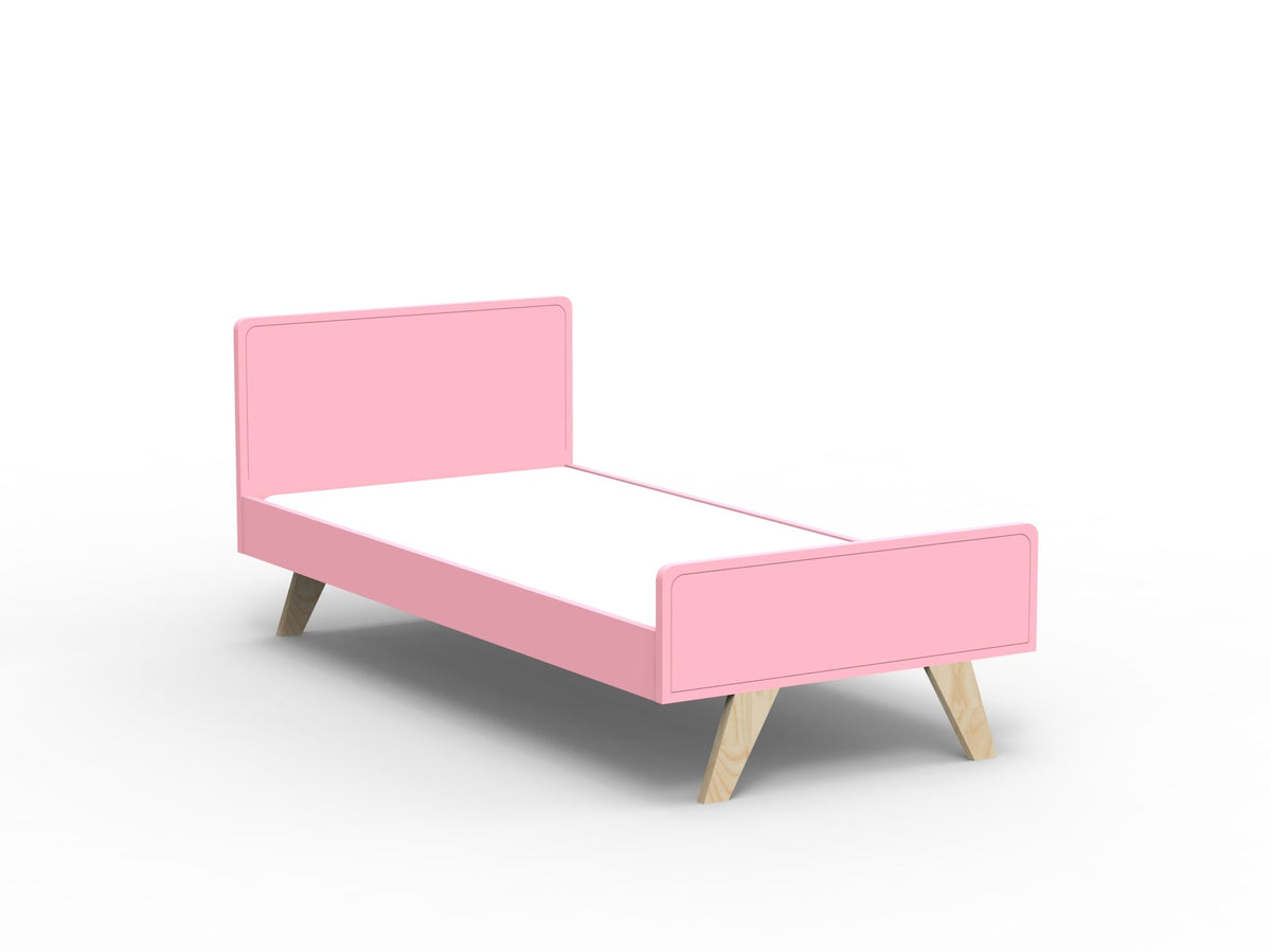 Mathy by Bols Madavin Bed in Very Light Pink (Varnished birch feet)
