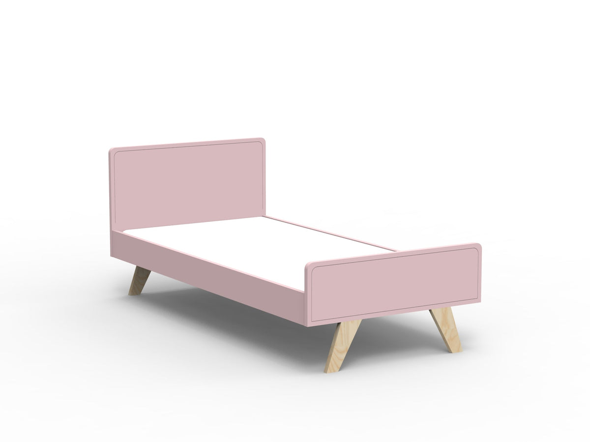 Mathy by Bols Madavin Bed in Winter Pink (Varnished birch feet)