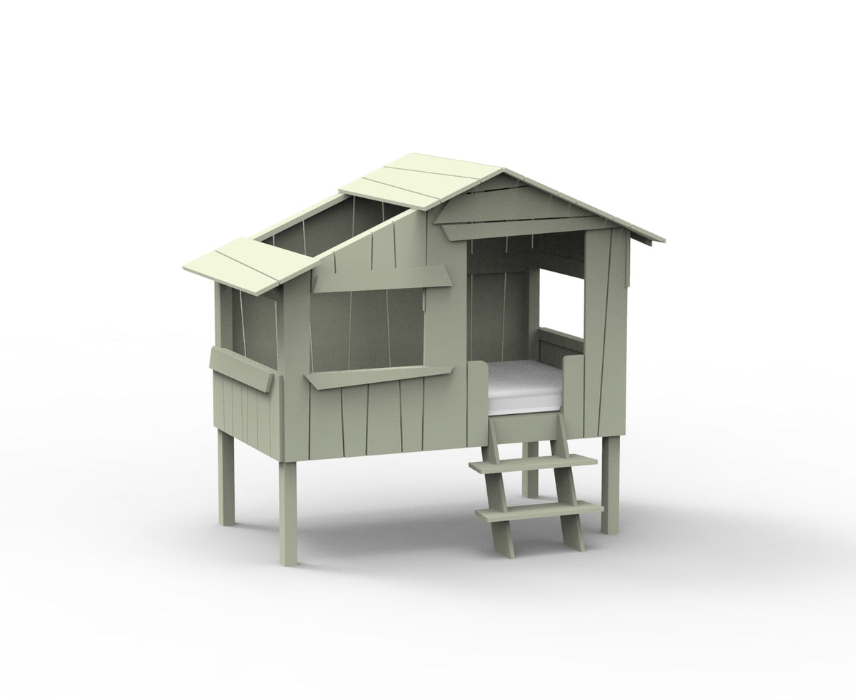 Mathy by Bols Small Treehouse Bed (90 x 150cm) in Moss Grey