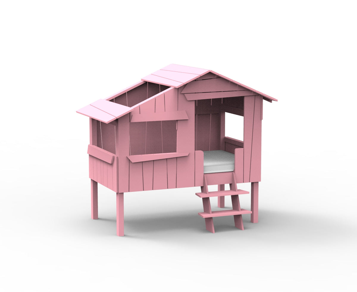 Mathy by Bols Small Treehouse Bed (90 x 150cm) in Very Light Pink