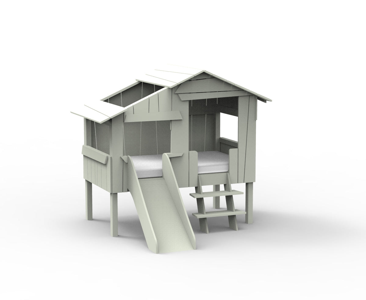 Mathy by Bols Small Treehouse Bed with Slide (90 x 150cm) in Greige