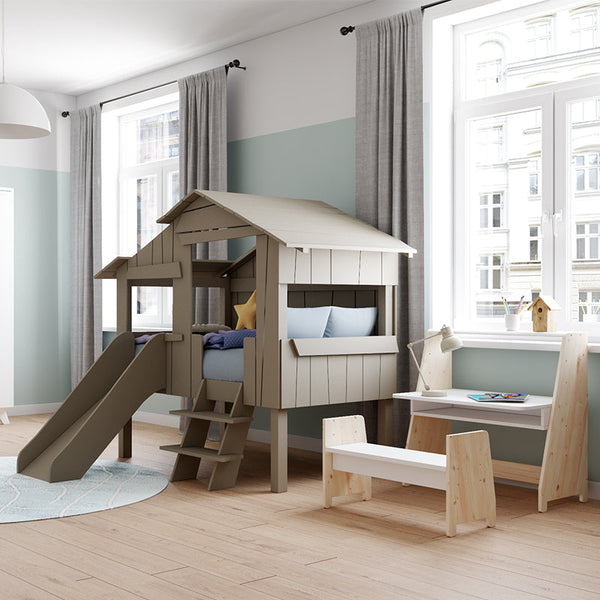 Mathy by Bols Small Treehouse Bed with Slide (90 x 150cm)