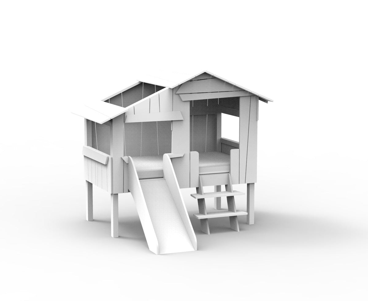 Mathy by Bols Small Treehouse Bed with Slide (90 x 150cm) in White