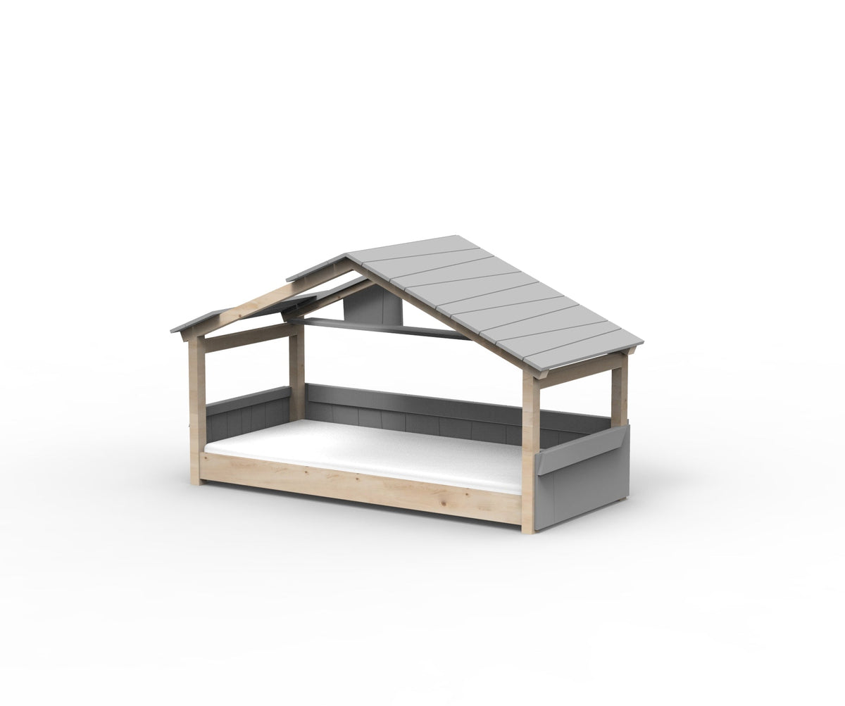 Mathy by Bols Star Light Hut Bed in Cement Grey (Panels, roof and shelf)