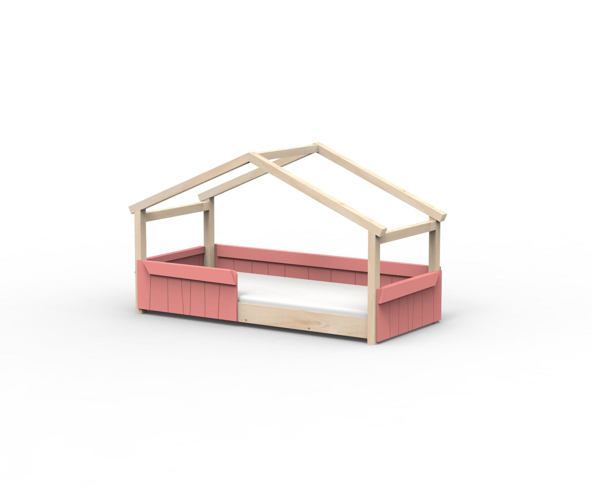 Mathy by Bols Star Light Hut Bed in Coral (Panels and guard rail)