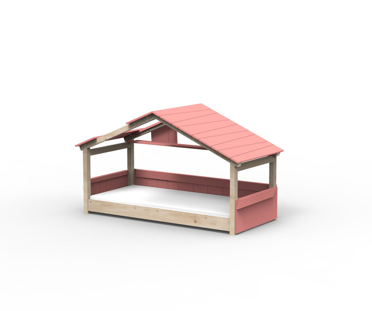 Mathy by Bols Star Light Hut Bed in Coral (Panels, roof and shelf)