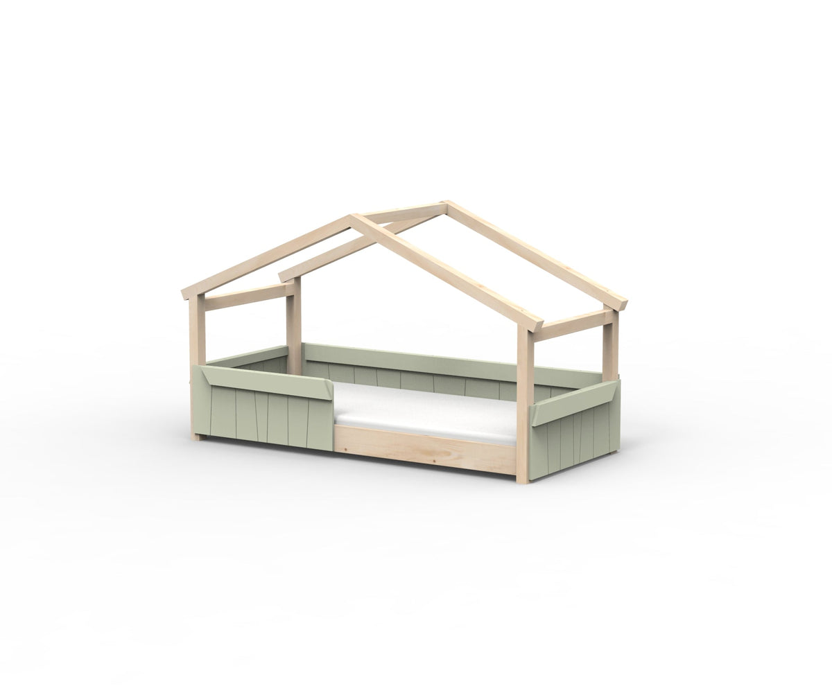 Mathy by Bols Star Light Hut Bed in Moss Grey (Panels and guard rail)