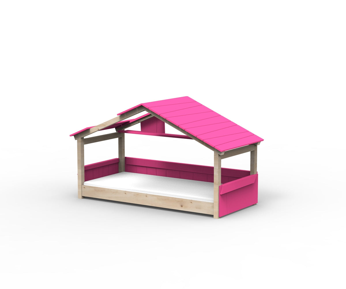 Mathy by Bols Star Light Hut Bed in Summer Pink (Panels, roof and shelf)