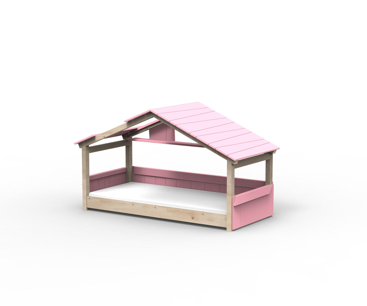 Mathy by Bols Star Light Hut Bed in Very Light Pink (Panels, roof and shelf)