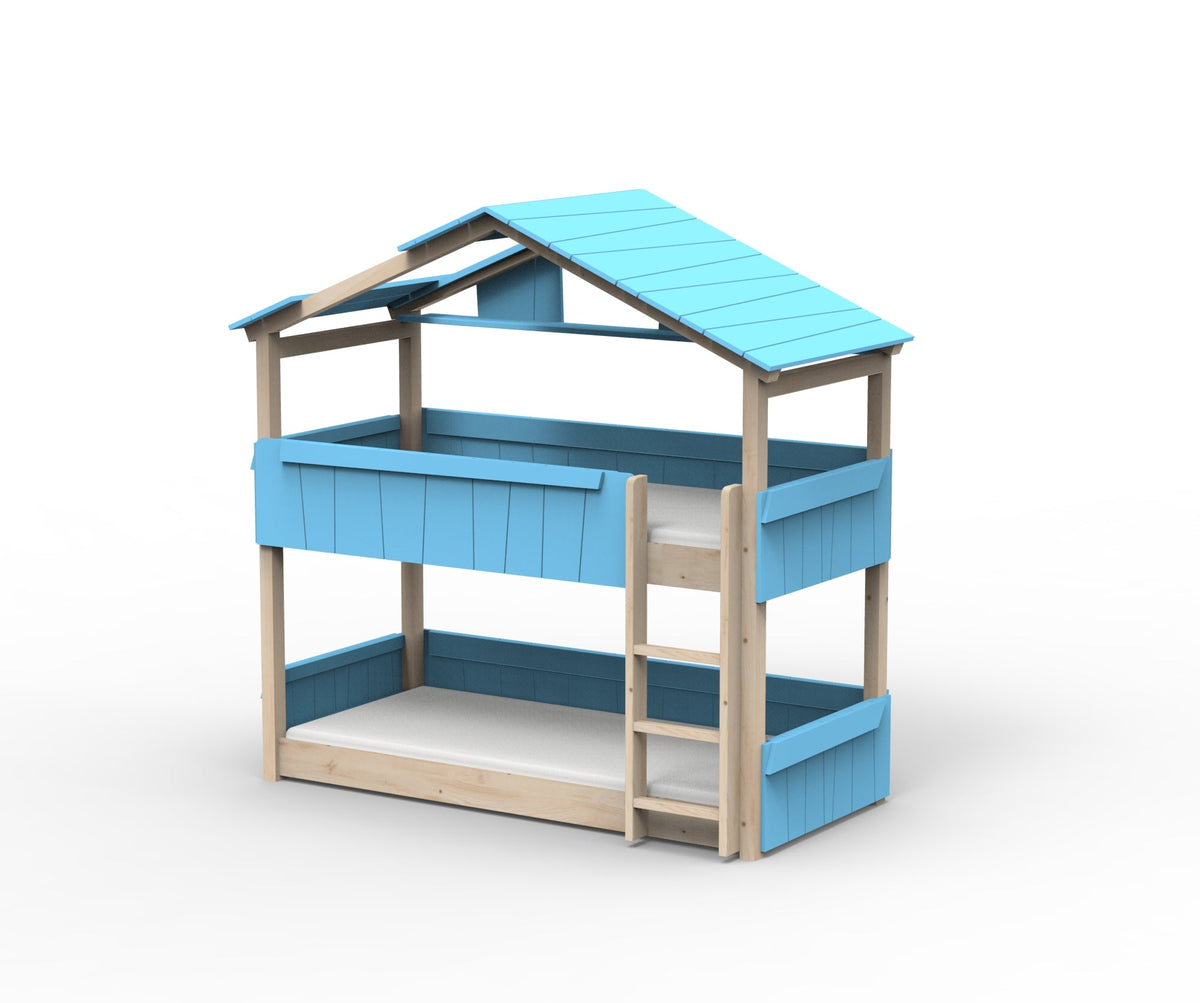 Mathy by Bols Star Light Hut Bunk Bed in Azur Blue (Panels, roof and shelf)
