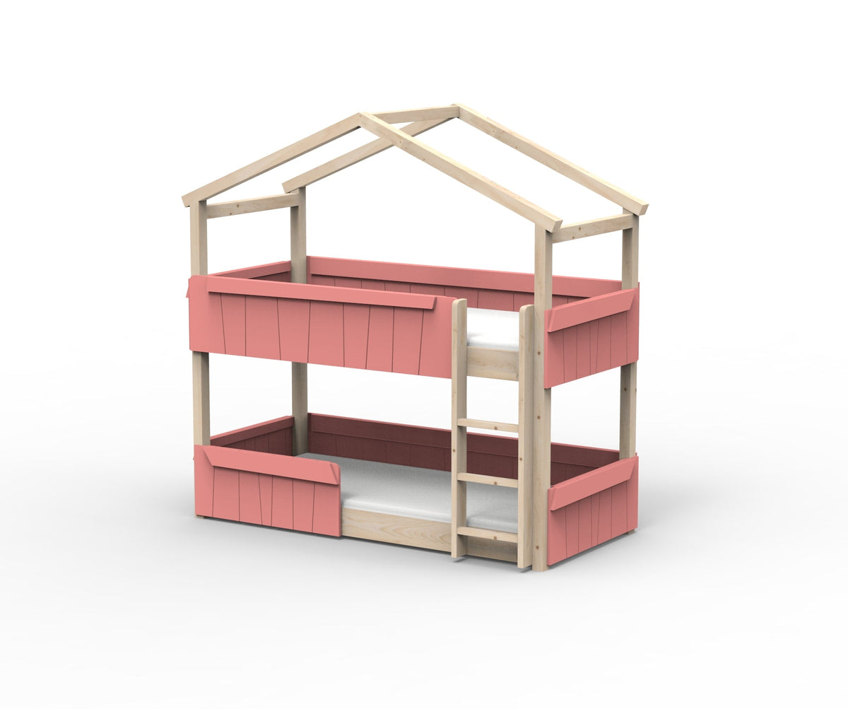 Mathy by Bols Star Light Hut Bunk Bed in Coral (Panels and guard rail)