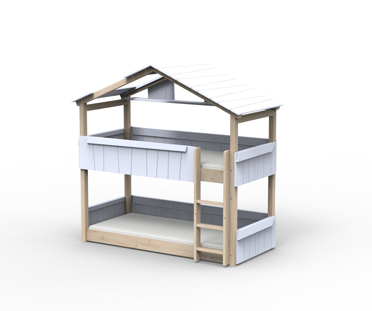 Mathy by Bols Star Light Hut Bunk Bed in Powder Blue (Panels, roof and shelf)