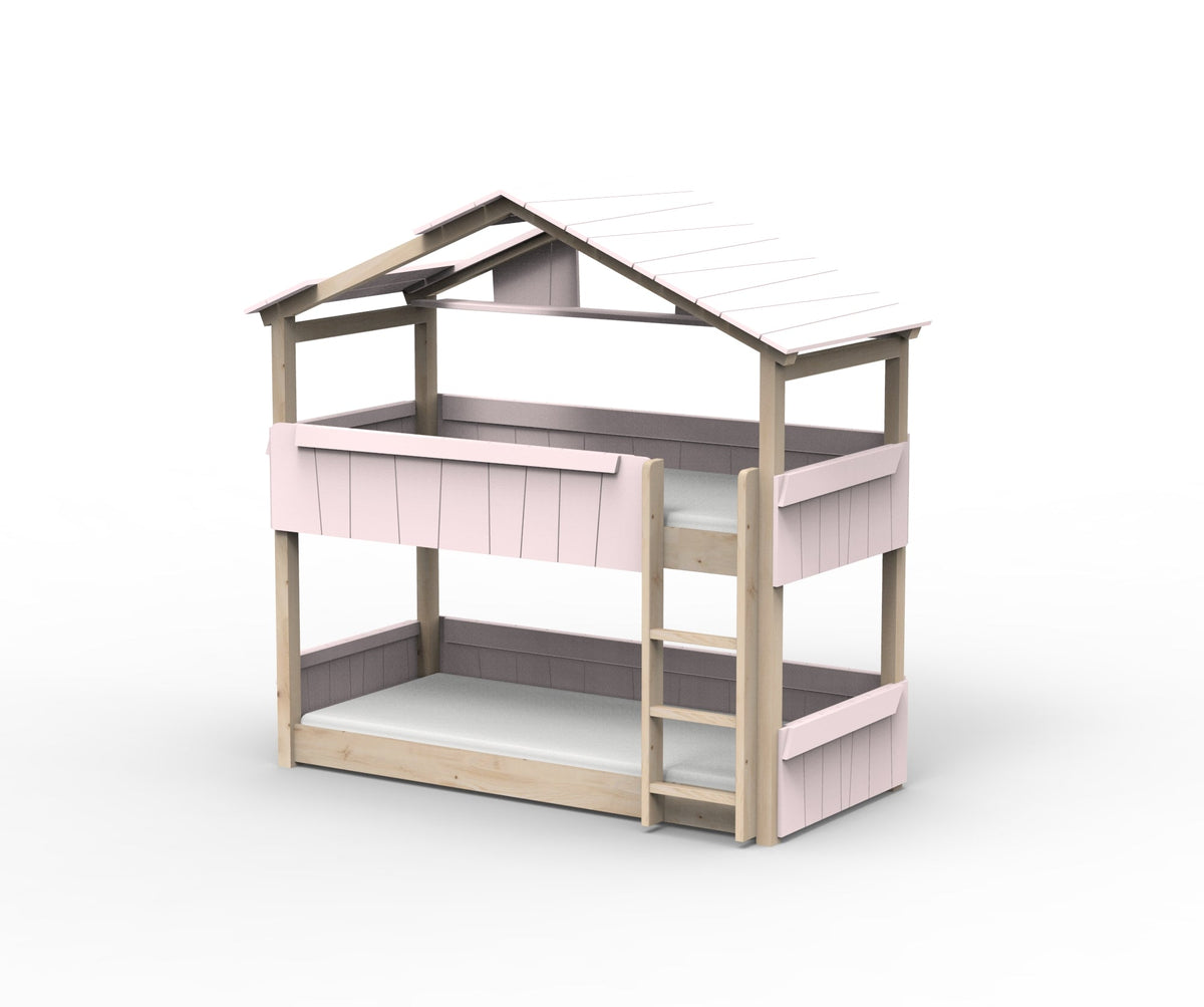 Mathy by Bols Star Light Hut Bunk Bed in Powder Pink (Panels, roof and shelf)
