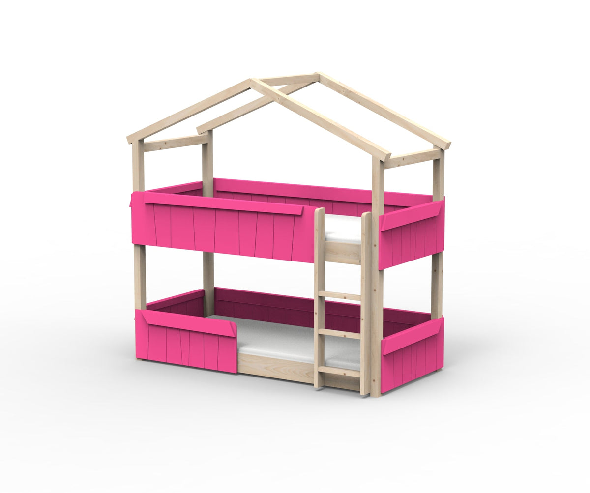 Mathy by Bols Star Light Hut Bunk Bed in Summer Pink (Panels and guard rail)