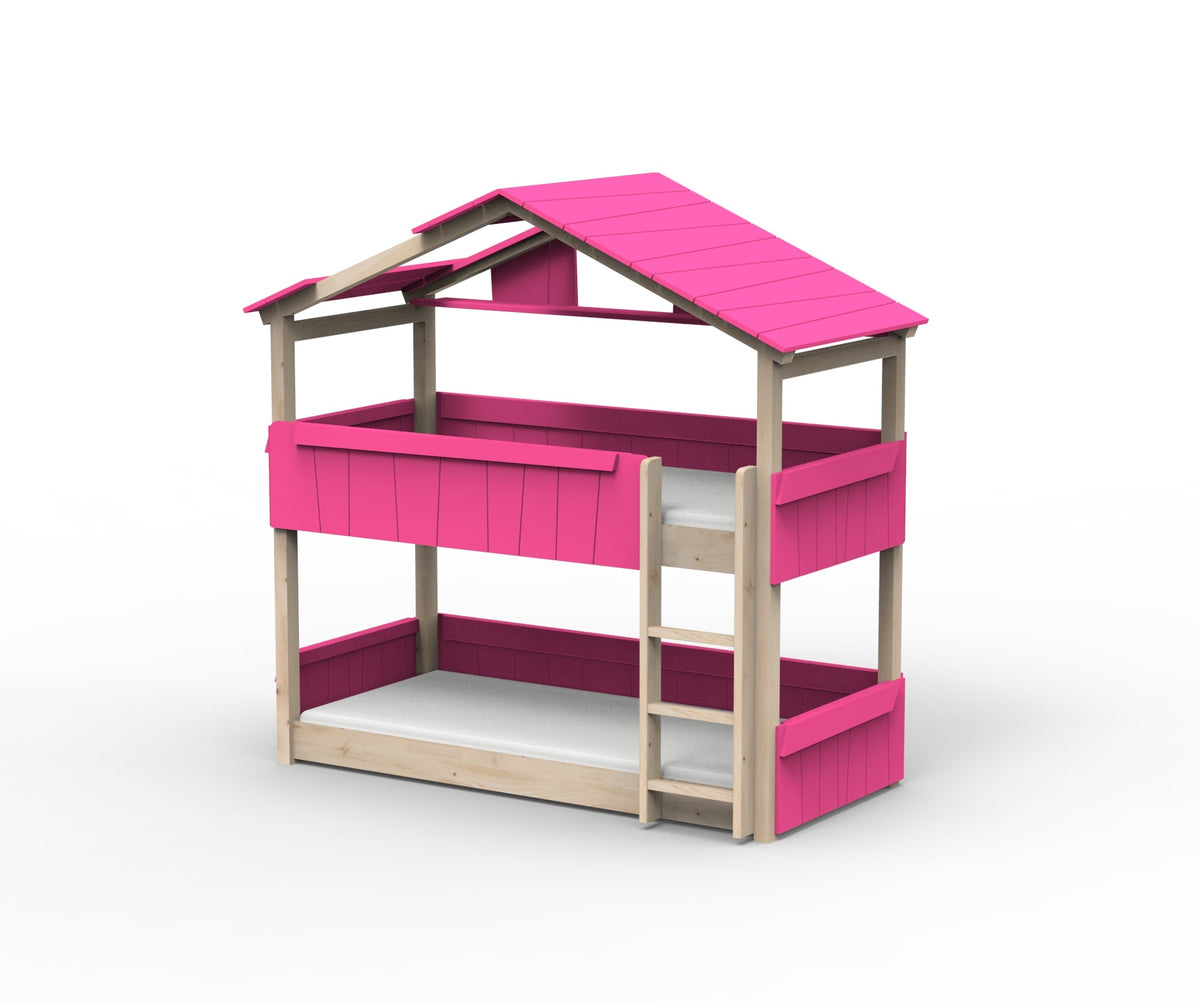 Mathy by Bols Star Light Hut Bunk Bed in Summer Pink (Panels, roof and shelf)