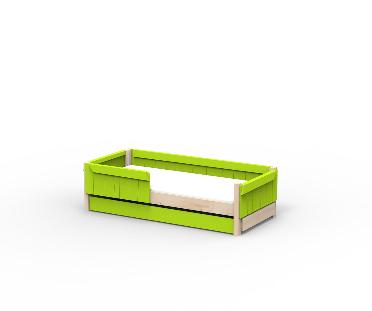 Mathy by Bols Star Light Montessori Floor Bed in Apple Green (With pull-out bed)
