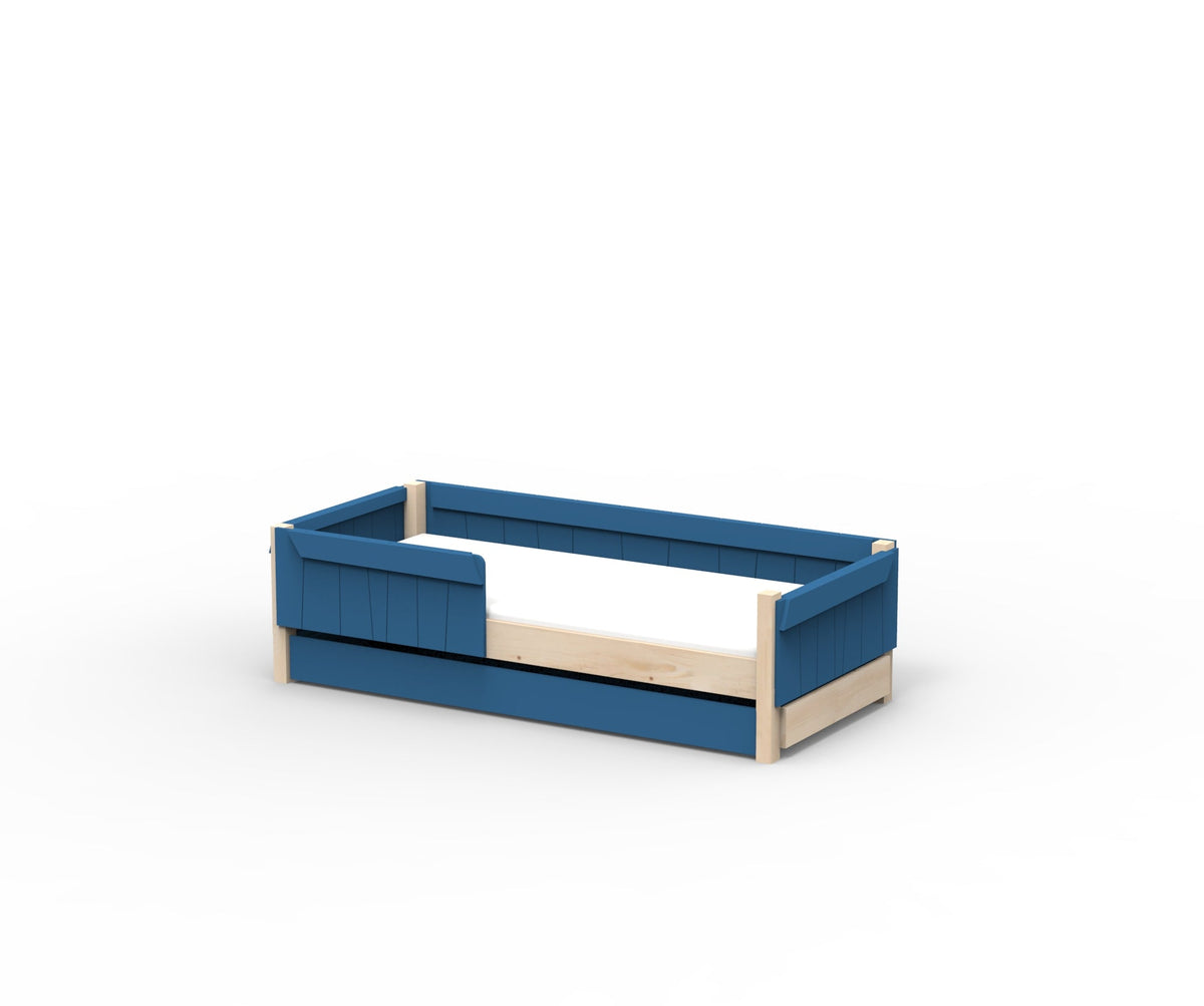 Mathy by Bols Star Light Montessori Floor Bed in Atlantic Blue (With pull-out bed)