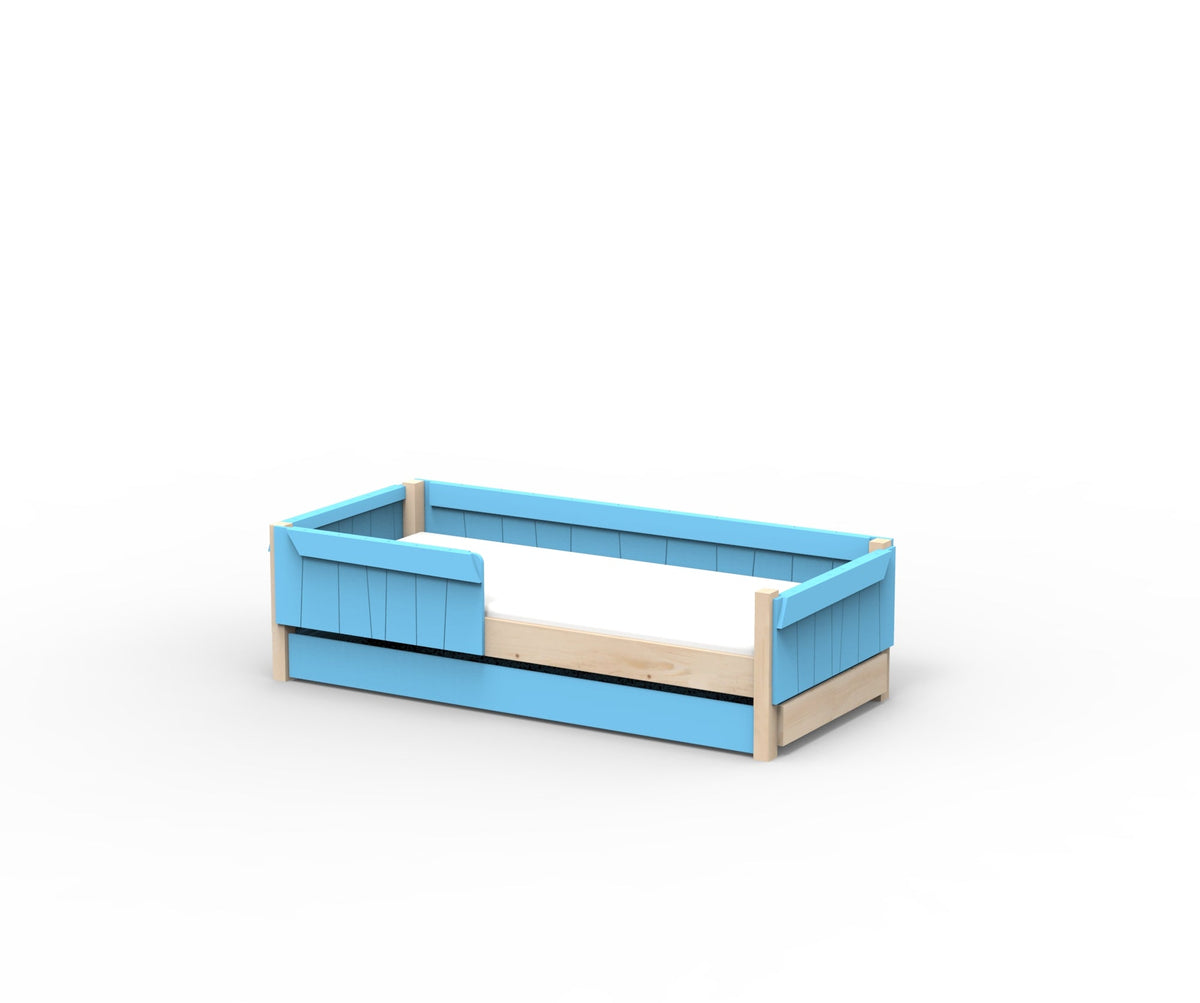 Mathy by Bols Star Light Montessori Floor Bed in Azur Blue (With pull-out bed)