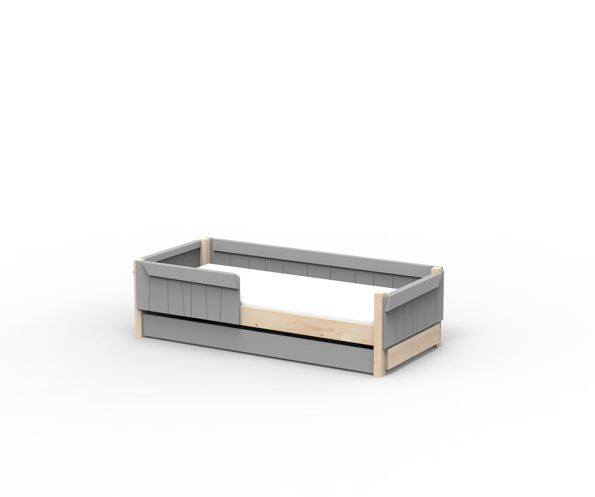 Mathy by Bols Star Light Montessori Floor Bed in Cement Grey (With pull-out bed)
