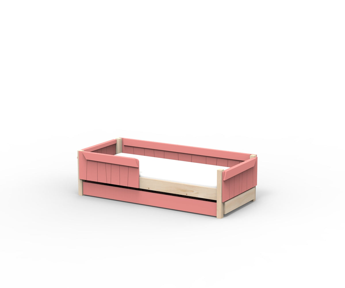 Mathy by Bols Star Light Montessori Floor Bed in Coral (With pull-out bed)