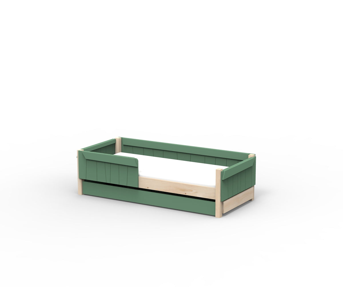 Mathy by Bols Star Light Montessori Floor Bed in Jungle Green (With pull-out bed)