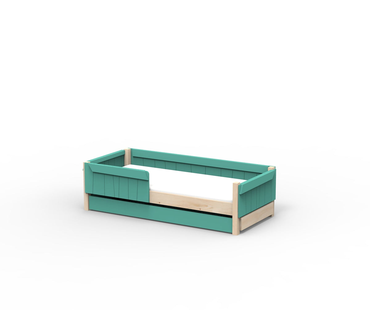 Mathy by Bols Star Light Montessori Floor Bed in Light Green (With pull-out bed)