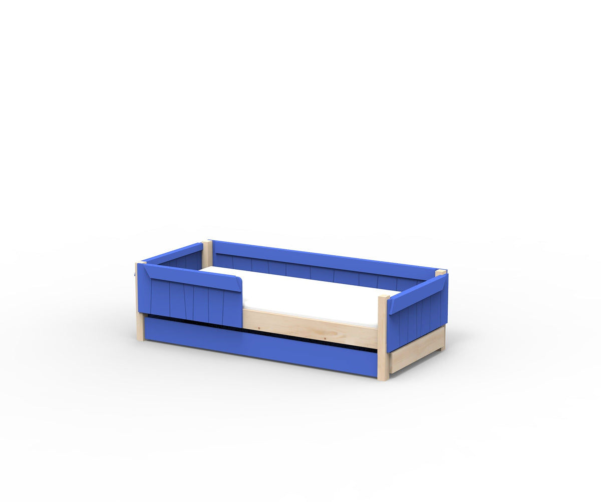 Mathy by Bols Star Light Montessori Floor Bed in Marseille Blue (With pull-out bed)